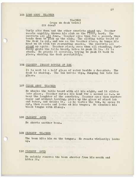 Moe Howard's Personally Owned Script for the 1946 Three Stooges Film ''Beer Barrel Polecats''